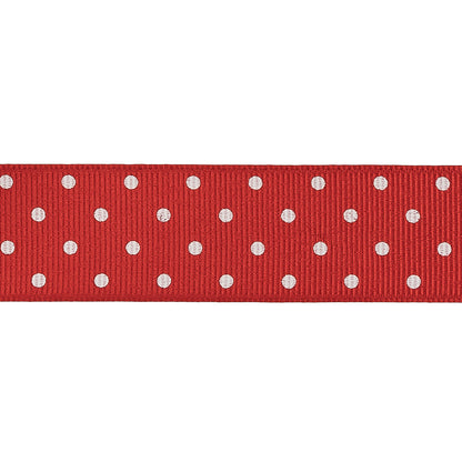 High Risk Red and White Polka Dots Grosgrain Ribbon - 1" Detail