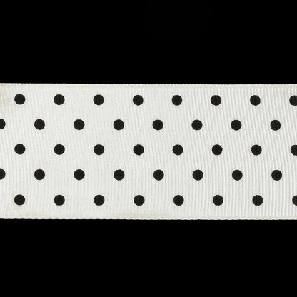 Bright White and Moonless Night Polka Dots Grosgrain Ribbon - 1.625" Detail