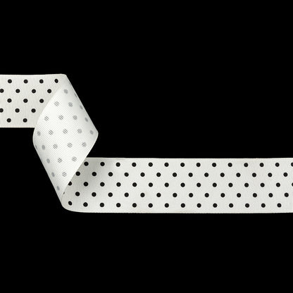 Bright White and Moonless Night Polka Dots Grosgrain Ribbon - 1.625"