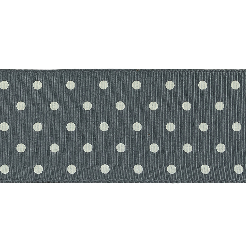 Sedona Sage and White Polka Dots Grosgrain Ribbon - 1.625" Detail
