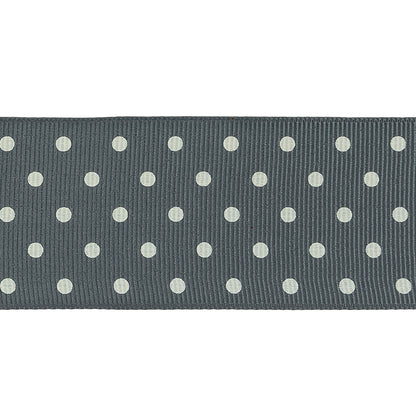 Sedona Sage and White Polka Dots Grosgrain Ribbon - 1.625" Detail