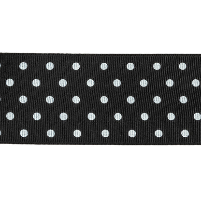Phantom and White Polka Dots Grosgrain Ribbon - 1.625" Detail