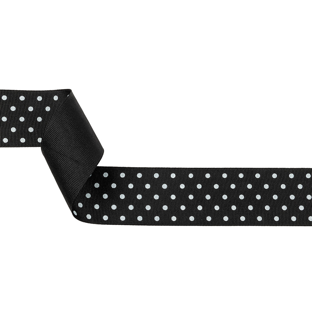 Phantom and White Polka Dots Grosgrain Ribbon - 1.625"