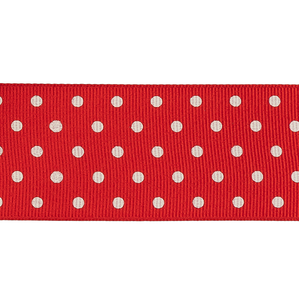High Risk Red and White Polka Dots Grosgrain Ribbon - 1.625" Detail
