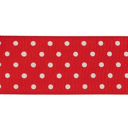 High Risk Red and White Polka Dots Grosgrain Ribbon - 1.625" Detail