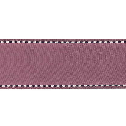 Purple Woven Ribbon with Navy Blazer and White Stitched Border - 1.375" Detail
