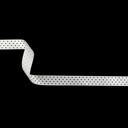 White and Black Polka Dots Satin Ribbon - 0.625"