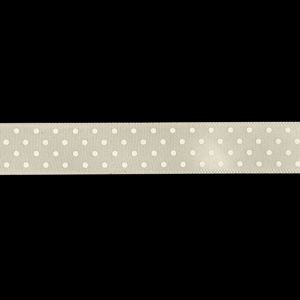 Coconut Milk and White Polka Dots Satin Ribbon - 0.625" Detail