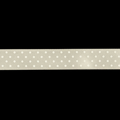 Coconut Milk and White Polka Dots Satin Ribbon - 0.625" Detail