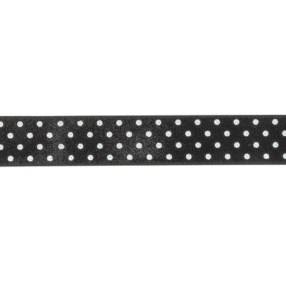 Black and Bright White Polka Dots Satin Ribbon - 0.625" Detail