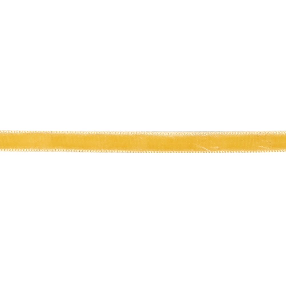 Cream Gold Single Face Velvet Ribbon - 0.25" Detail