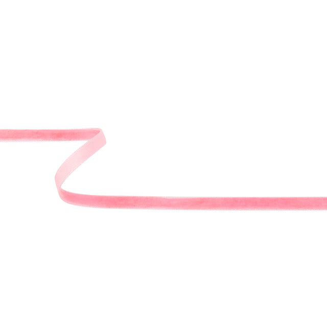 Flamingo Pink Single Face Velvet Ribbon - 0.3125"