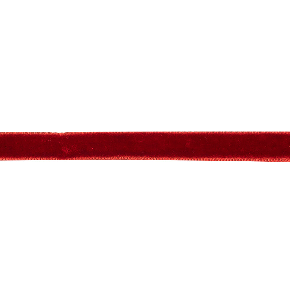 Burnt Sienna Single Face Velvet Ribbon - 0.3125" Detail