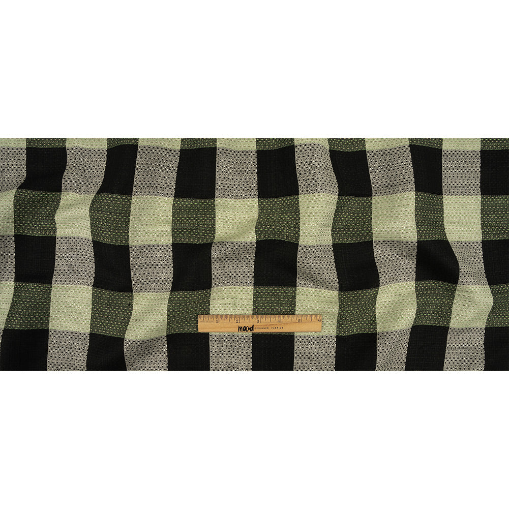 Black, White and Mint Buffalo Check Linen and Cotton Dobby Full