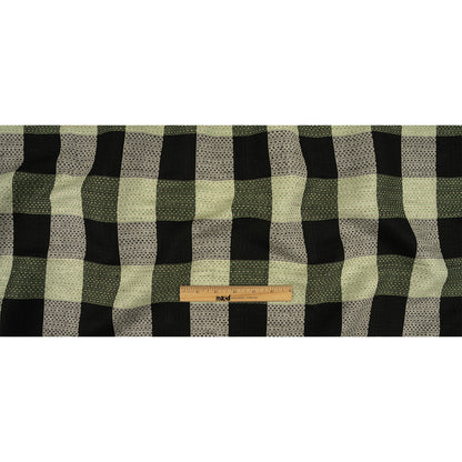 Black, White and Mint Buffalo Check Linen and Cotton Dobby Full