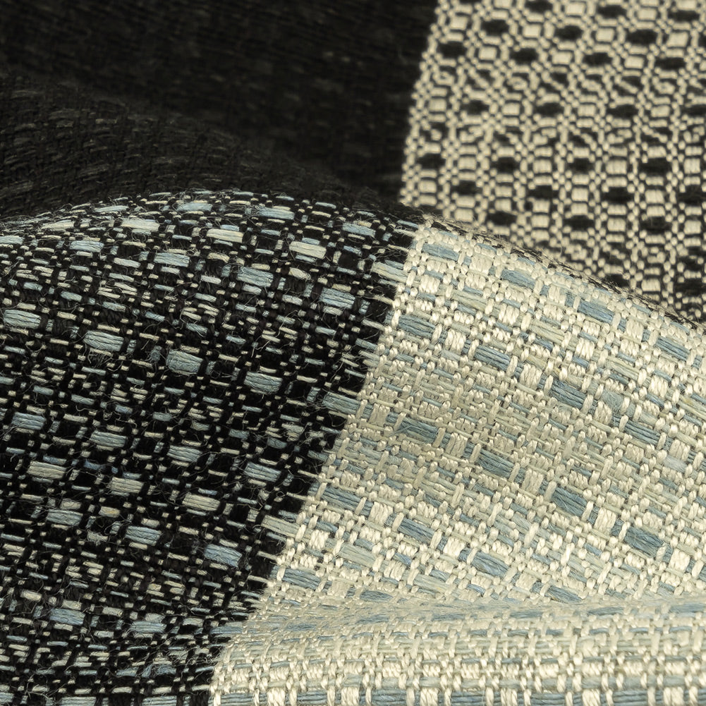 Caviar, White and High-Rise Buffalo Check Linen and Cotton Dobby Detail