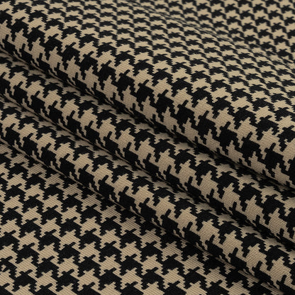 Blackstone and Beige Houndstooth Stretch Cotton Jersey Folded