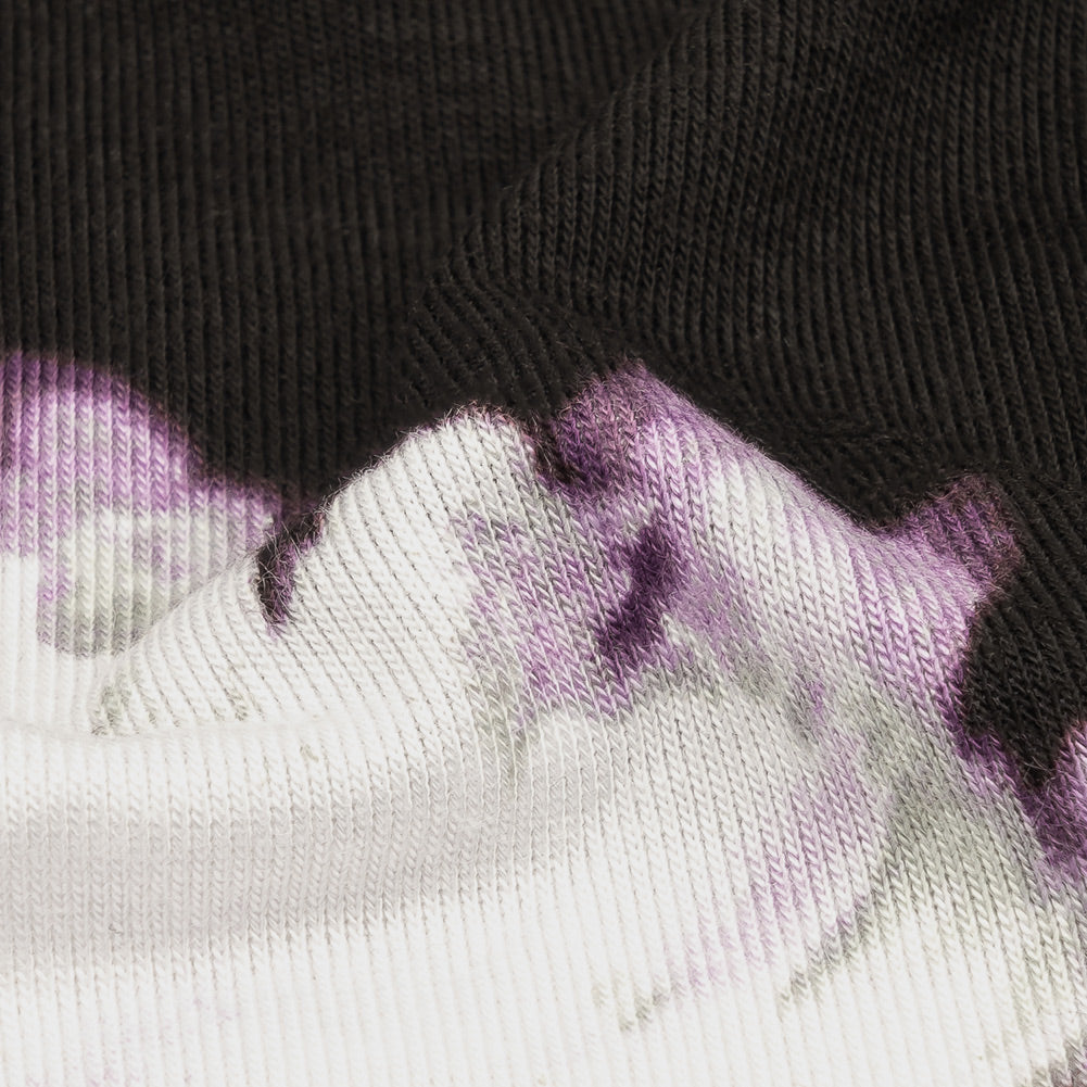 1 Yard of Black and English Lavender Floral Stretch Rayon Jersey Detail
