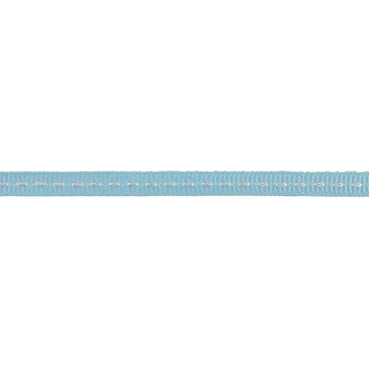 Baby Blue Grosgrain Ribbon with Bright White Stitching - 0.25" Detail