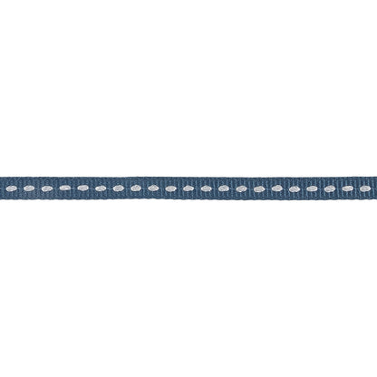 Blue Horizon Grosgrain Ribbon with Lucent White Stitching - 0.25" Detail