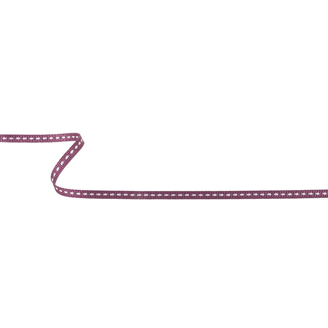 Amaranth Grosgrain Ribbon with Lucent White Stitching - 0.25"
