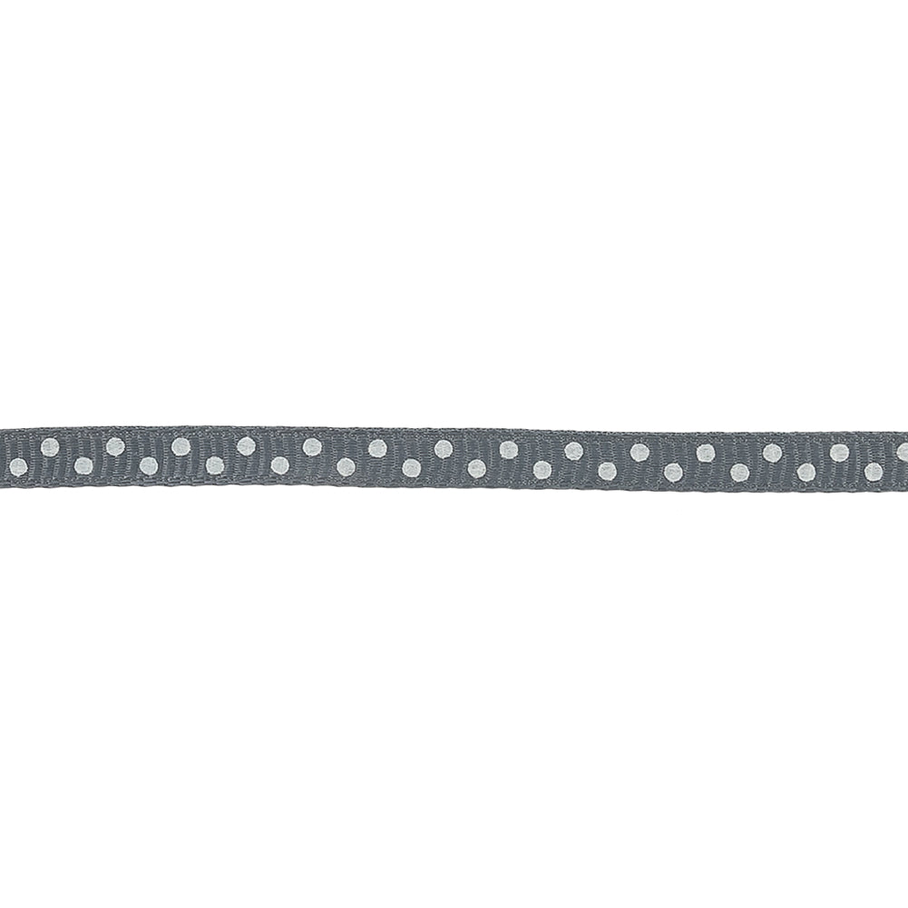 Sedona Sage and White Polka Dots Grosgrain Ribbon - 0.25" Detail