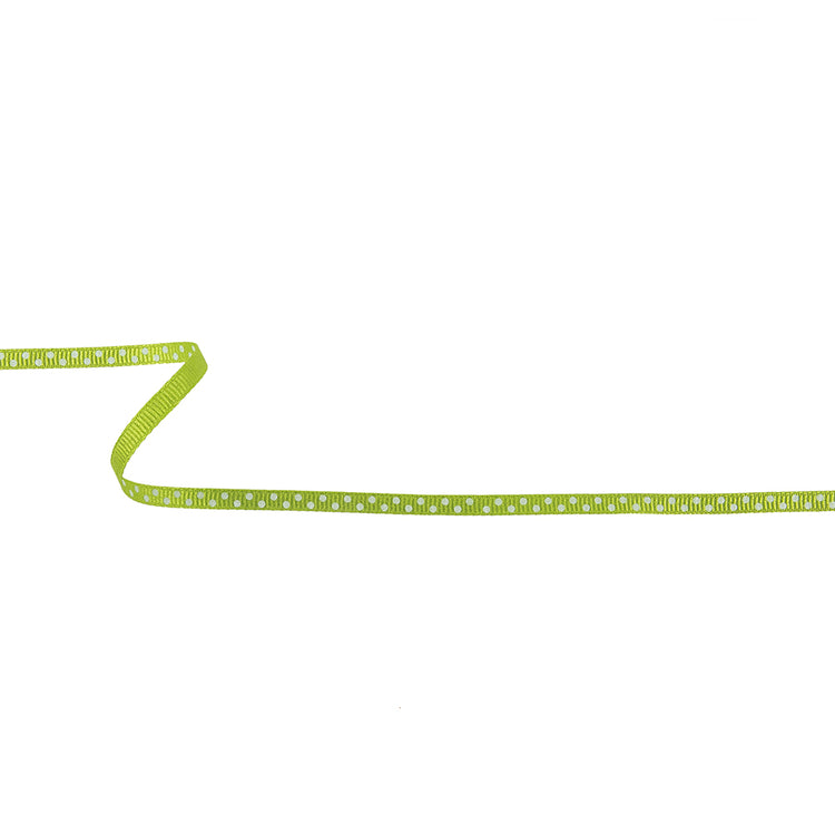 template--26688905969737__main-Lime Green and White Polka Dots Grosgrain Ribbon - 0.25"