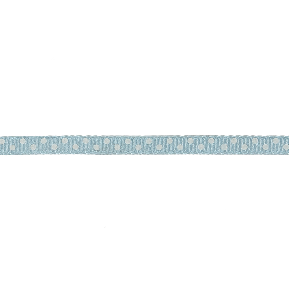 Winter Sky and White Polka Dots Grosgrain Ribbon - 0.25" Detail