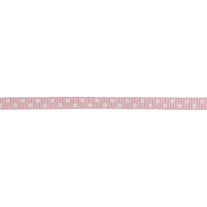 Parfait Pink and White Polka Dots Grosgrain Ribbon - 0.25" Detail