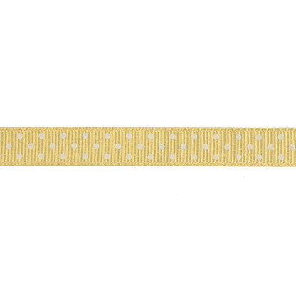Pale Banana and White Polka Dots Grosgrain Ribbon - 0.375" Detail