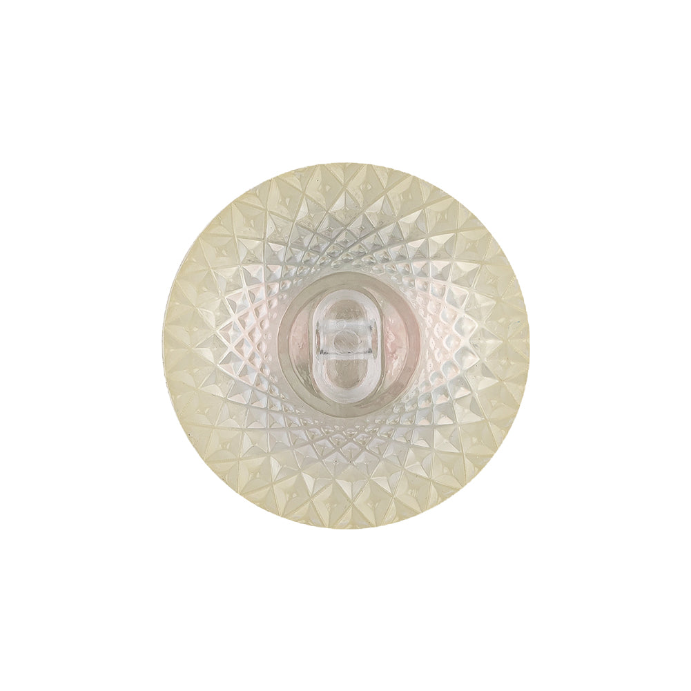 Translucent, Pink and Green Iridescent Dome Shaped Plastic Shank Back Button - 36L/23mm Detail
