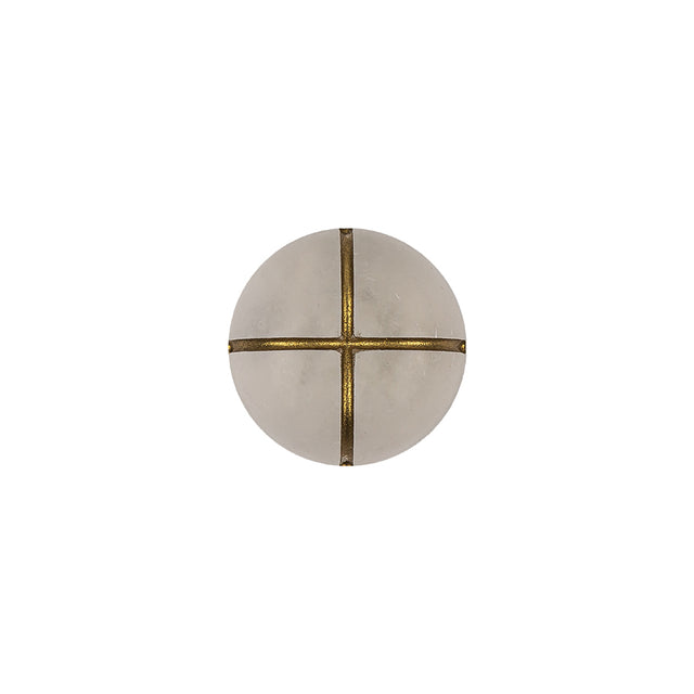 Frosted White and Gold Textured Shank Back Button - 20L/12.5mm