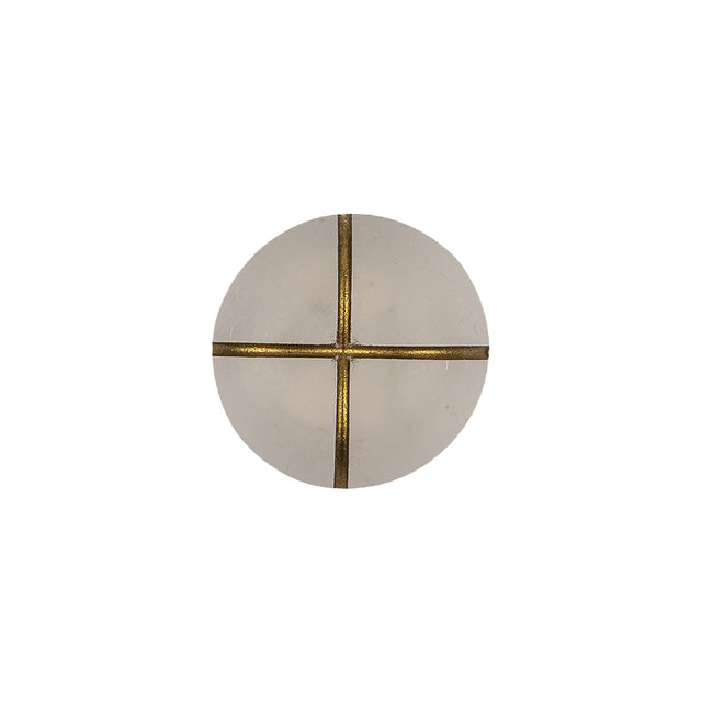 Frosted White and Gold Textured Shank Back Button - 24L/15mm