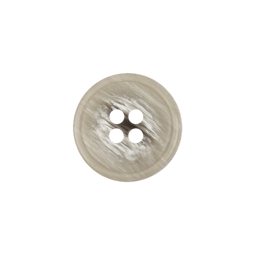 Italian Light Gray and White Striated 4-Hole Plastic Button - 28L/18mm
