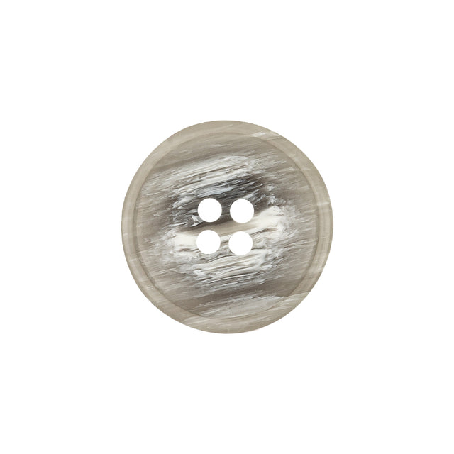 Italian Light Gray and White Striated 4-Hole Plastic Button - 32L/20mm