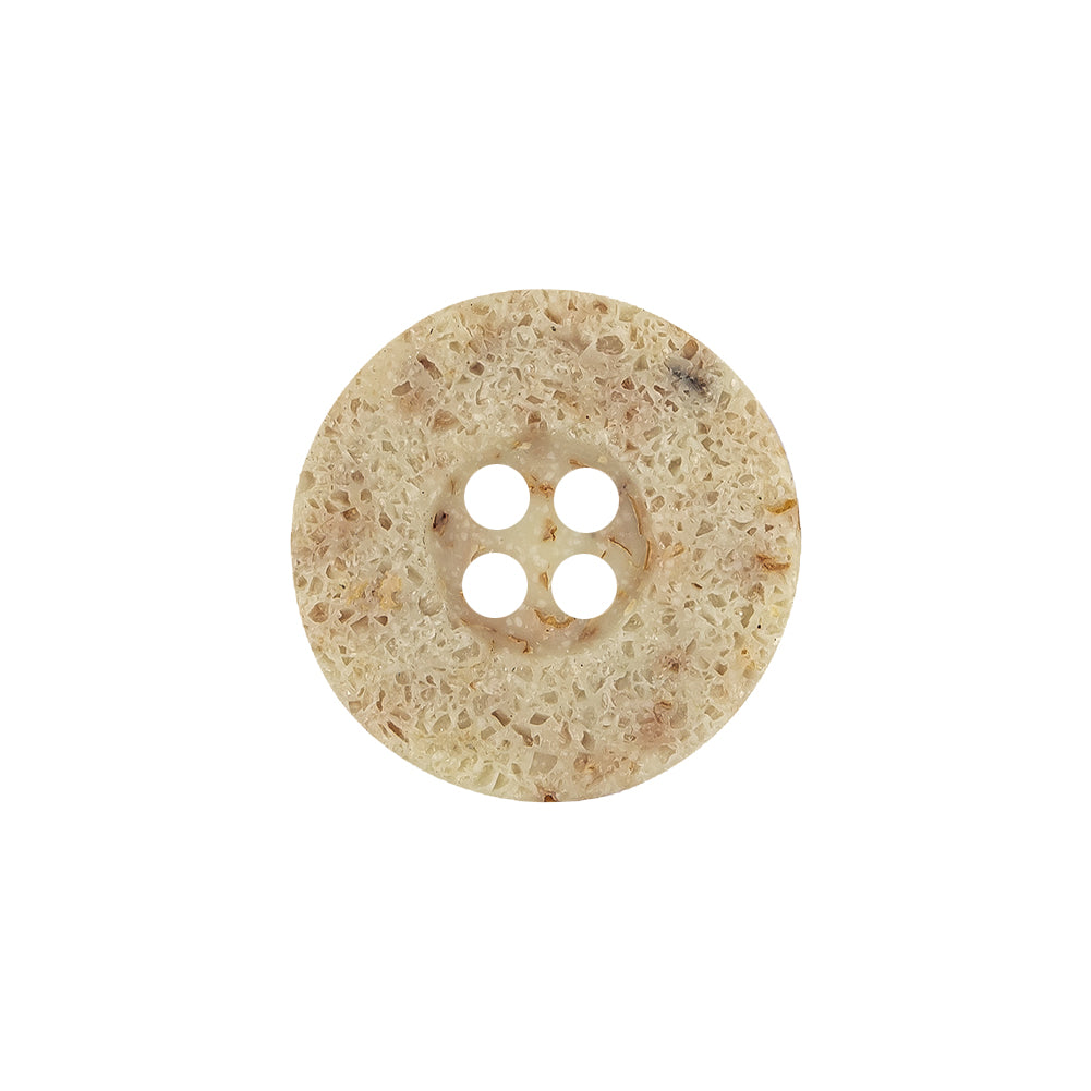 Cloud Cream, Brown and Orange Speckled 4-Hole Textured Button - 32L/20mm