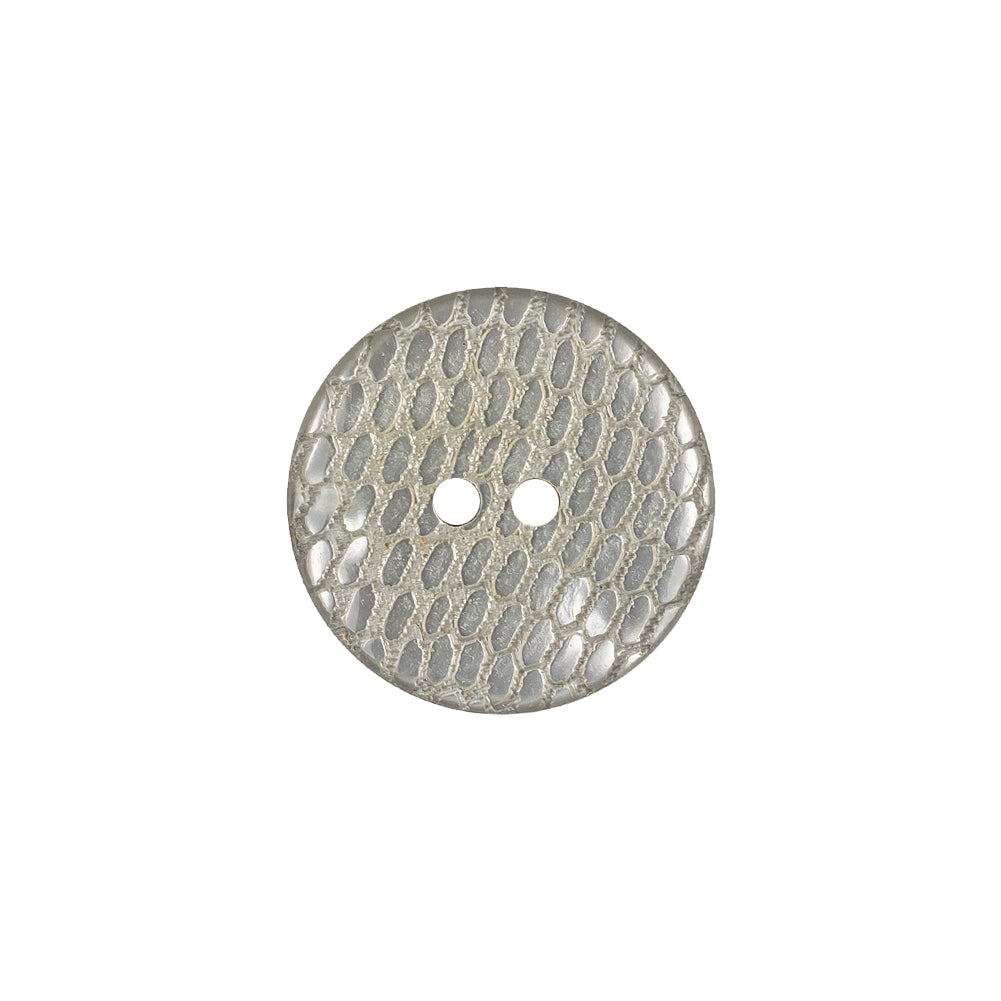 Italian Silver and Gray Iridescent Scales 2-Hole Plastic Button - 28L/18mm