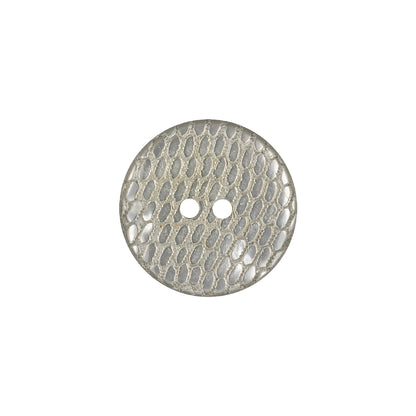 Italian Silver and Gray Iridescent Scales 2-Hole Plastic Button - 28L/18mm