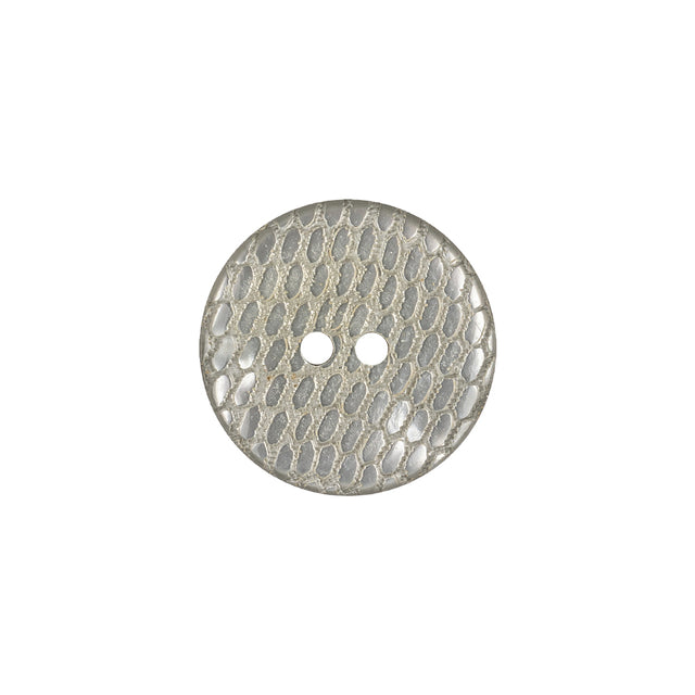 Italian Silver and Gray Iridescent Scales 2-Hole Plastic Button - 28L/18mm