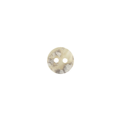 Ivory and Beige Striated Faux-Shell 2-Hole Plastic Button - 14L/9mm