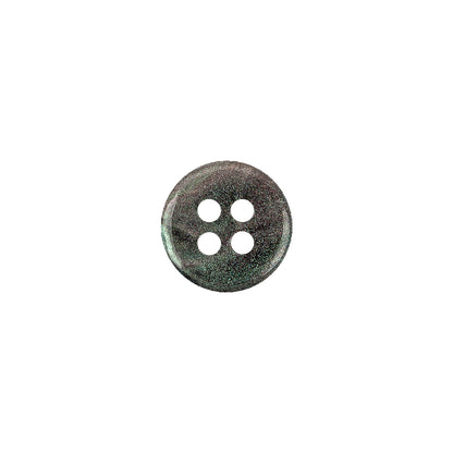 Iridescent Green, Gray and Black Shallow Plate 4-Hole Plastic Button - 17L/10.5mm Detail