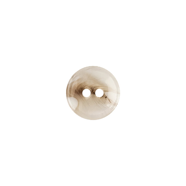 Italian White and Tan Translucent Rolled Rim 2-Hole Plastic Button - 18L/11.5mm