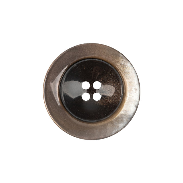 Beige and Brownie Iridescent 4-Hole Plastic Dish Button - 36L/23mm