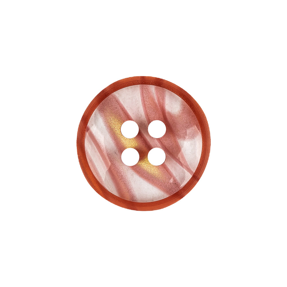 Chili and Clear Abstract Low Convex 4-Hole Plastic Button - 32L/20mm