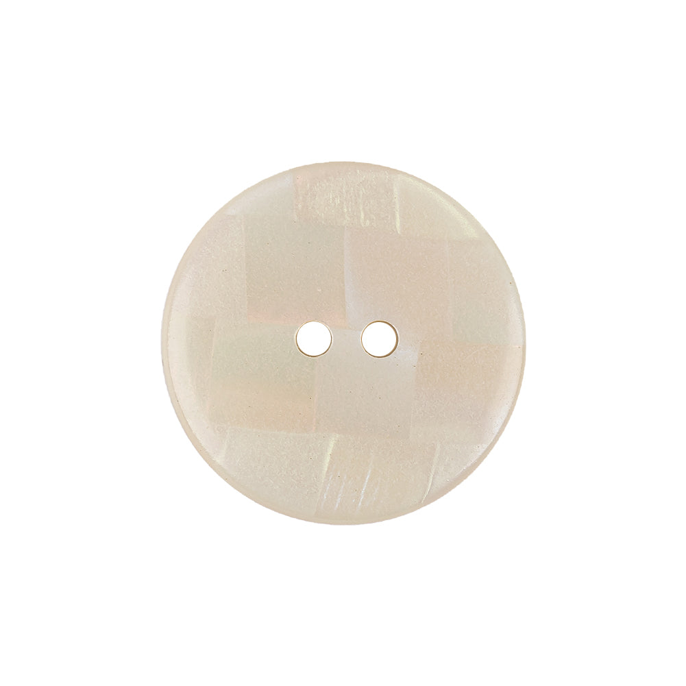 Antique White and Peach Dust Iridescent Patchwork 4-Hole Plastic Saucer Button - 36L/23mm Detail