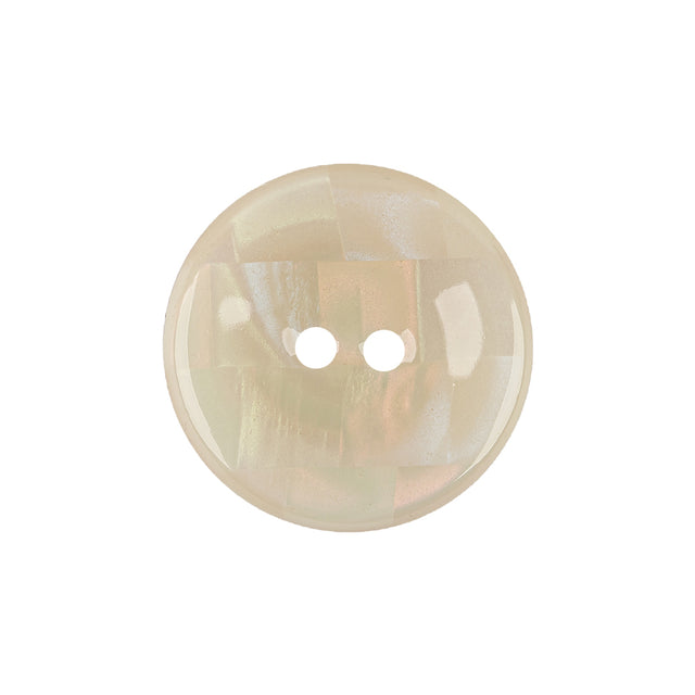 Antique White and Peach Dust Iridescent Patchwork 4-Hole Plastic Saucer Button - 36L/23mm