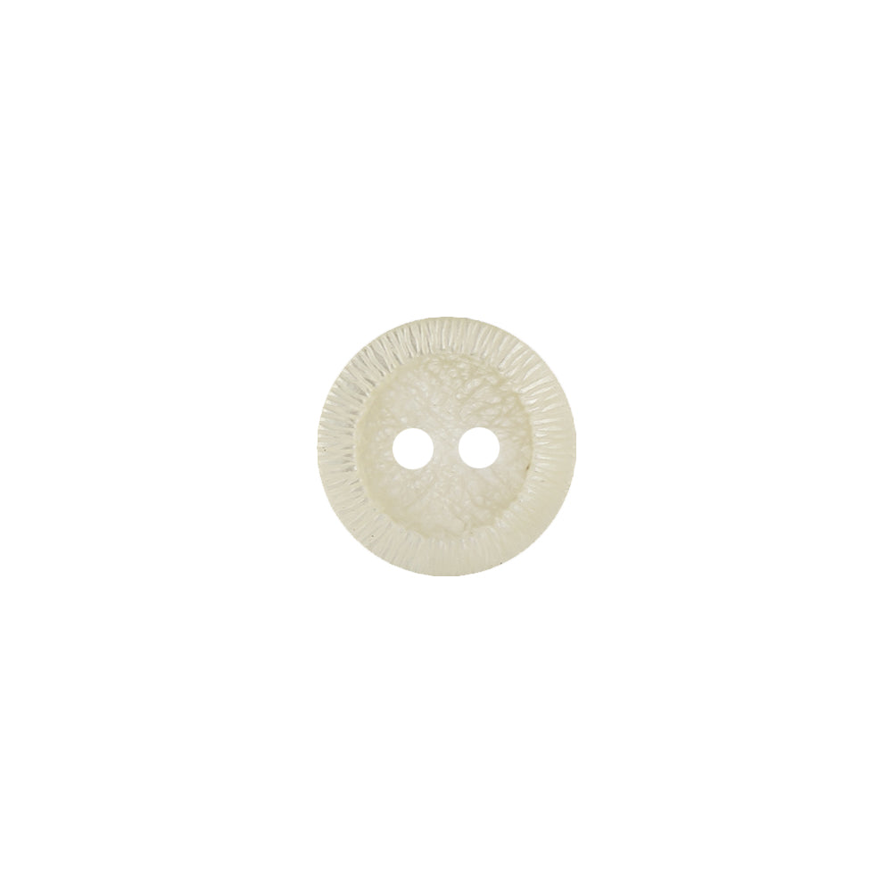 Italian Antique White Iridescent Radiating Rim 2-Hole Plastic Button