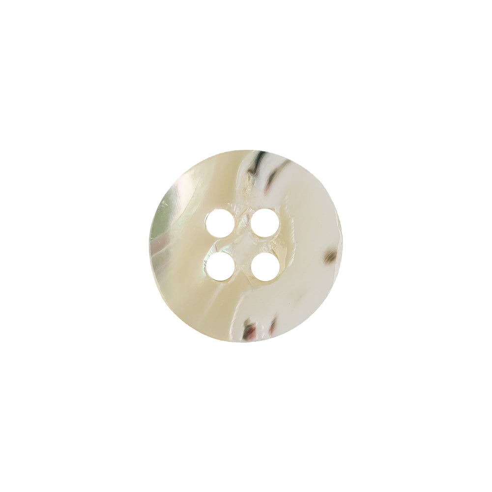 Light Beige Iridescent Narrow Rimmed 4-Hole Plastic Button - 24L/15mm Detail