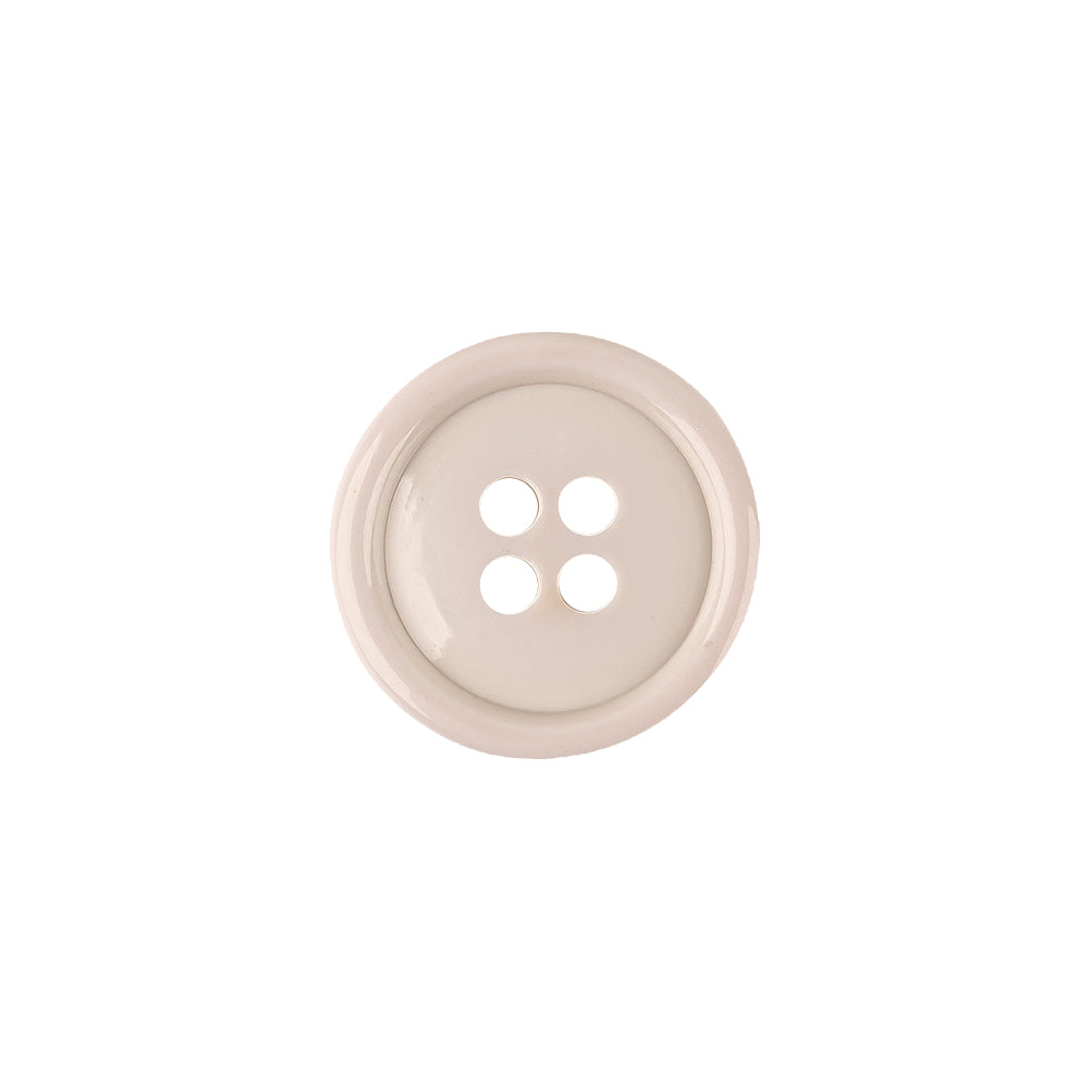 Italian Semi-Shiny Bone 4-Hole Plastic Button - 24L/15mm