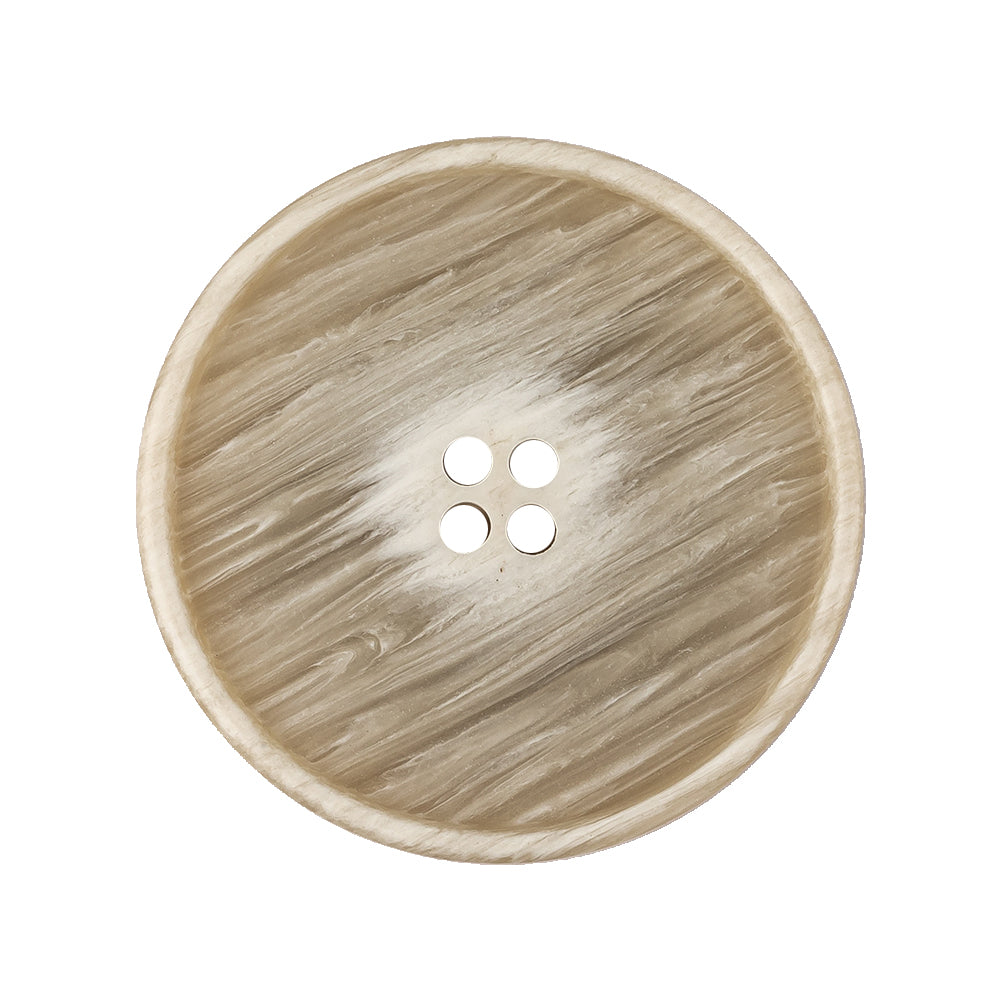 Pistachio Shell and Light Gray Striated Narrow Rim 4-Hole Button - 44L/28mm
